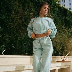 Blue hoodie Womens small NWT Heavy Manners Designer